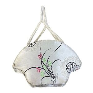 vintage Asian design Elegant Silver Floral Clutch